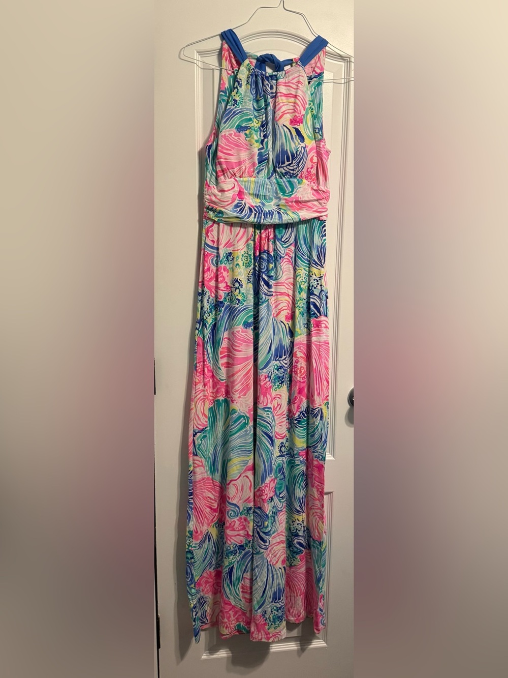 Lilly Pulitzer Pink Blue Green Swirl-Print Maxi Dress